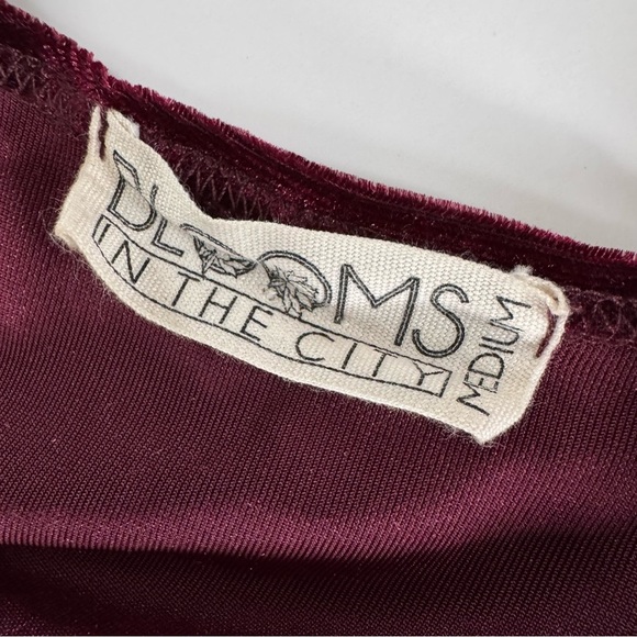 Blooms In The City Velvet Deep V Neck Burgundy Maroon Long Sleeve Dress Medium - Picture 5 of 9
